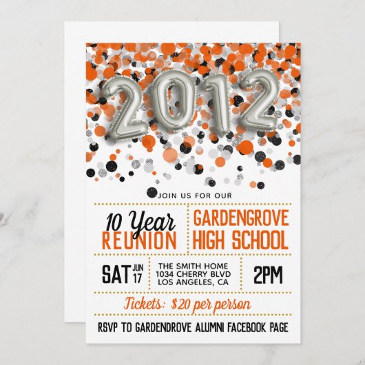 Uitnodiging tot hereniging van het High School Col (Voorkant / Achterkant)