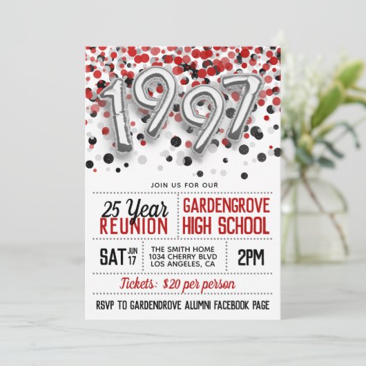 Uitnodiging tot hereniging van het High School Col (Staand voorkant)