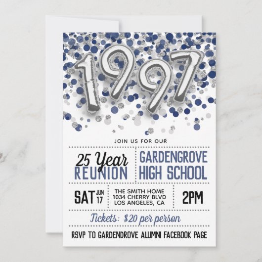 Uitnodiging tot hereniging van het High School Col (Voorkant)