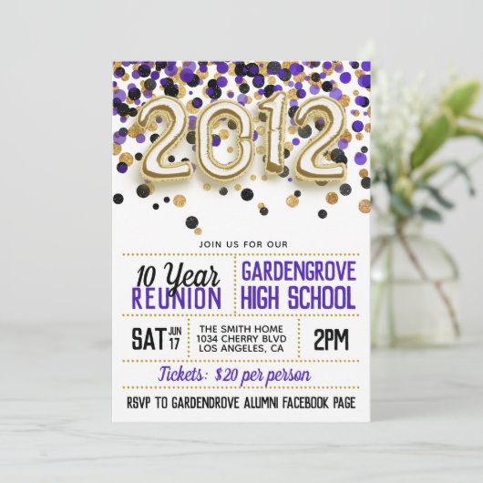 Uitnodiging tot hereniging van het High School Col (Staand voorkant)