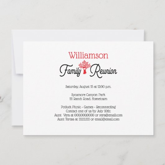 Uitnodiging tot hereniging van moderne familiebome (Achterkant)