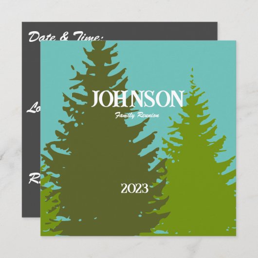 Uitnodiging tot hereniging van pijn-boomfamilie (Voorkant / Achterkant)