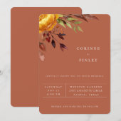 Uitnodiging tot herfst Bouquet Rust Wedding (Voorkant / Achterkant)