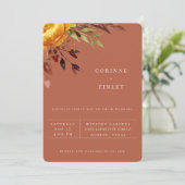 Uitnodiging tot herfst Bouquet Rust Wedding (Staand voorkant)