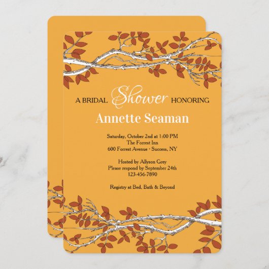 Uitnodiging tot herfst Branch Borders (Voorkant / Achterkant)