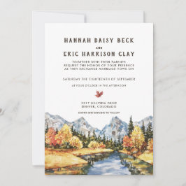 Uitnodiging tot herfst-herfst-mountainbruiloft