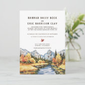 Uitnodiging tot herfst-herfst-mountainbruiloft (Staand voorkant)