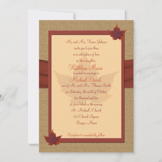 Uitnodiging tot herfst lef Wedding (Achterkant)