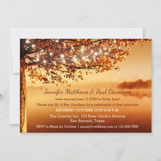 Uitnodiging tot Herfst Rustic Elope of Post Weddin (Voorkant)