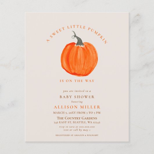 Uitnodiging tot herfst van budgetpompoen (Voorkant)