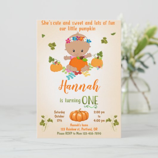 Uitnodiging tot Herfst voor de verjaardag van Pump (Staand voorkant)