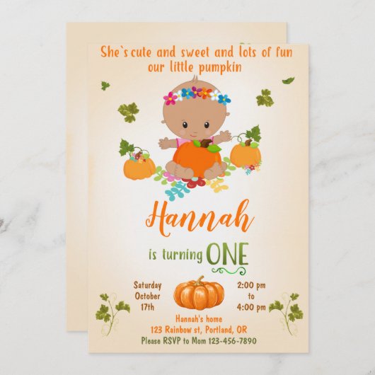 Uitnodiging tot Herfst voor de verjaardag van Pump (Voorkant / Achterkant)