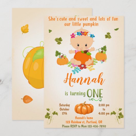 Uitnodiging tot Herfst voor de verjaardag van Pump (Voorkant / Achterkant)