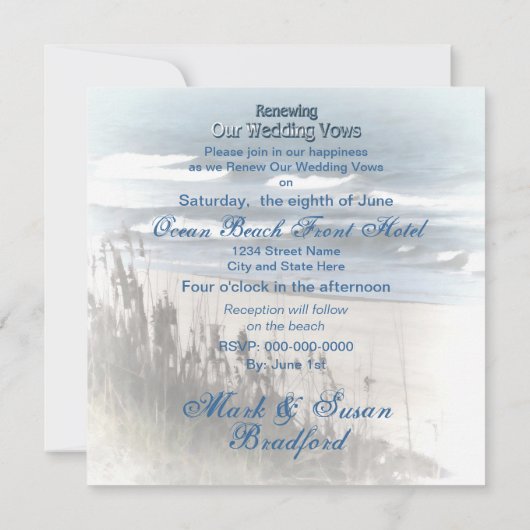 Uitnodiging tot hernieuwde weduwen - strand/oceaan (Achterkant)