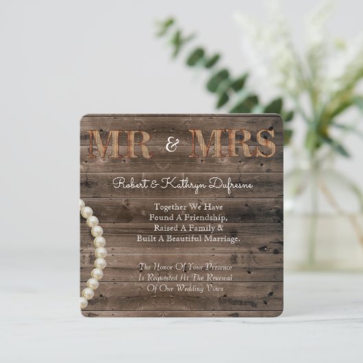 Uitnodiging tot hernieuwing Rustic Wedding Vow (Staand voorkant)