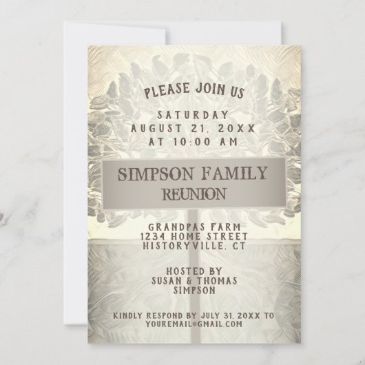 Uitnodiging tot hertelling familieboom reünie (Achterkant)