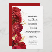 Uitnodiging tot het aangaan van rode en gouden bru (Voorkant / Achterkant)