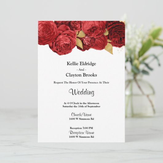 Uitnodiging tot het aangaan van rode en gouden bru (Staand voorkant)