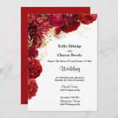 Uitnodiging tot het aangaan van rode en gouden bru (Voorkant / Achterkant)