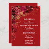 Uitnodiging tot het aangaan van rode en gouden bru (Voorkant / Achterkant)