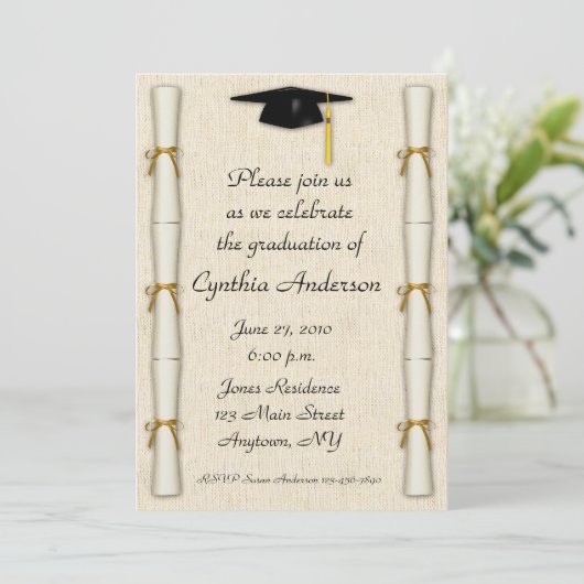 Uitnodiging tot het Afstuderen Diploma Border (Staand voorkant)
