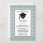 Uitnodiging tot het Afstuderen Turquoise Blue Dama (Voorkant)