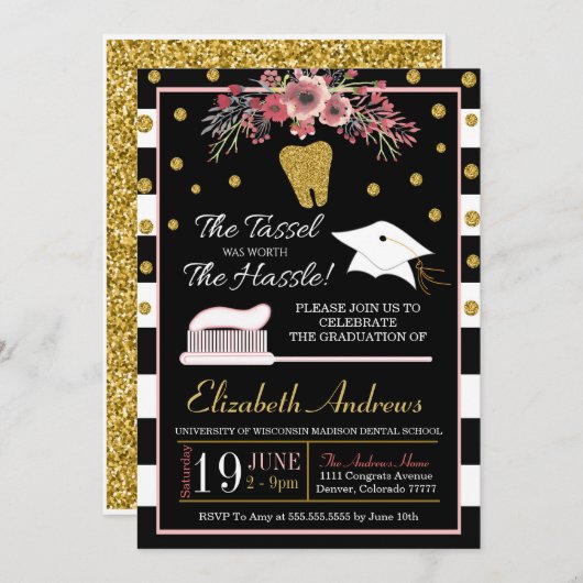 Uitnodiging tot het Afstuderen van de tandheelkund (Voorkant / Achterkant)