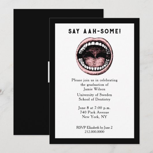 Uitnodiging tot het Afstuderen van de tandheelkund (Voorkant / Achterkant)