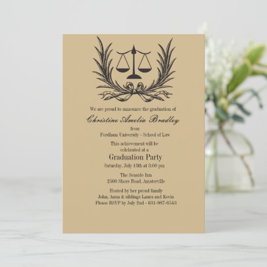 Uitnodiging tot het Afstuderen van Justice Wreatla (Staand voorkant)