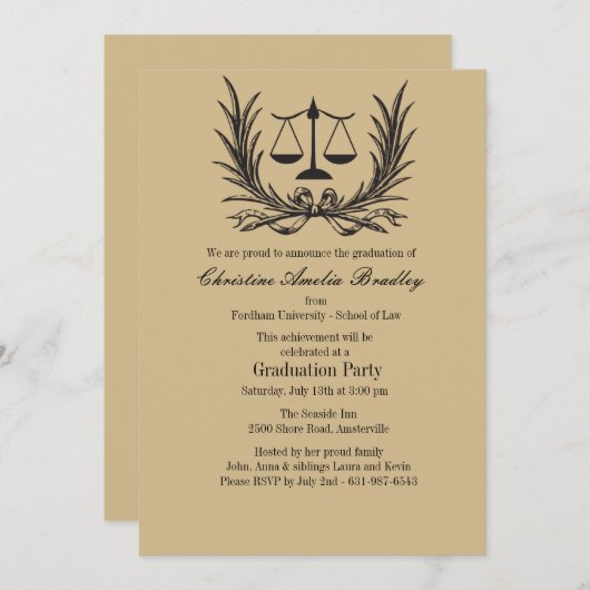 Uitnodiging tot het Afstuderen van Justice Wreatla (Voorkant / Achterkant)