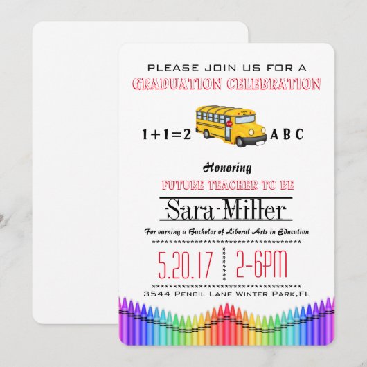 Uitnodiging tot het Afstuderen van leerkrachten (Voorkant / Achterkant)