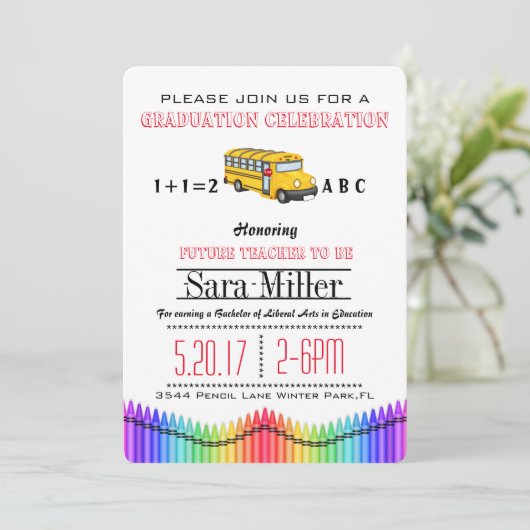 Uitnodiging tot het Afstuderen van leerkrachten (Staand voorkant)