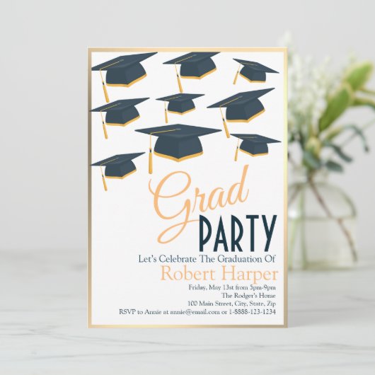 Uitnodiging tot het Afstuderen van olievlek en gou (Staand voorkant)