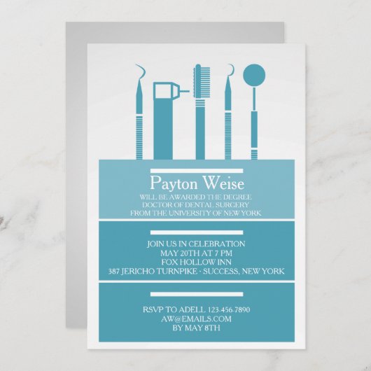 Uitnodiging tot het Afstuderen van tandheelkundige (Voorkant / Achterkant)