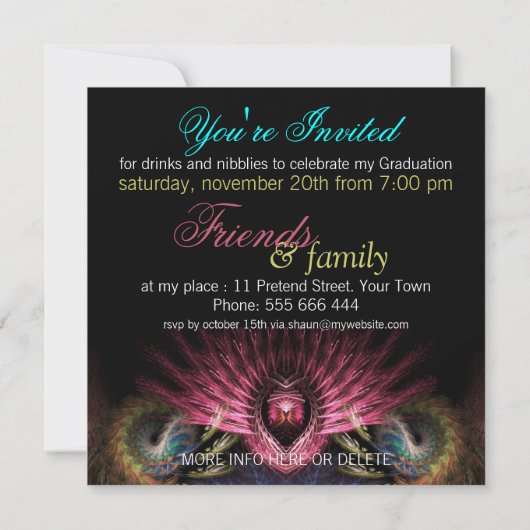 Uitnodiging tot het Afstuderen van Visionary Arts (Achterkant)