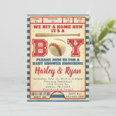 Uitnodiging tot het Baby shower Baseball (Staand voorkant)