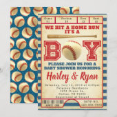 Uitnodiging tot het Baby shower Baseball (Voorkant / Achterkant)