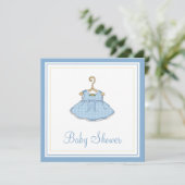 Uitnodiging tot het Baby shower Blue Dress (Little (Staand voorkant)