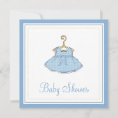 Uitnodiging tot het Baby shower Blue Dress (Little (Voorkant)