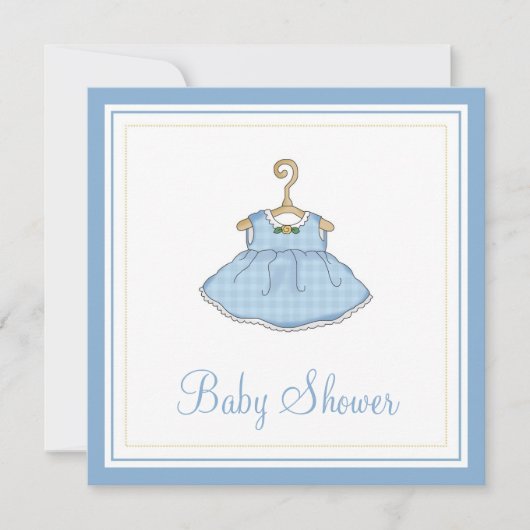 Uitnodiging tot het Baby shower Blue Dress (Little (Voorkant)