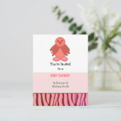 Uitnodiging tot het Baby shower Coral Birdie (Staand voorkant)