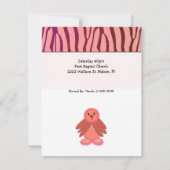 Uitnodiging tot het Baby shower Coral Birdie (Achterkant)