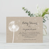 Uitnodiging tot het Baby shower Dandelion Burlap (Staand voorkant)