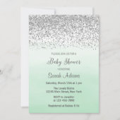 Uitnodiging tot het Baby shower Mint en Silver (Voorkant)