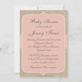  uitnodiging tot het Baby shower Peach Burlap (Achterkant)