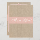  uitnodiging tot het Baby shower Peach Burlap (Voorkant / Achterkant)