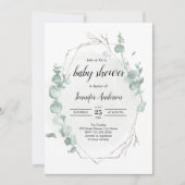 Uitnodiging tot het Baby shower Rustic Eucalyptus (Voorkant)