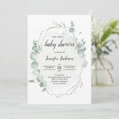 Uitnodiging tot het Baby shower Rustic Eucalyptus (Staand voorkant)