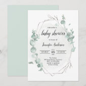 Uitnodiging tot het Baby shower Rustic Eucalyptus (Voorkant / Achterkant)