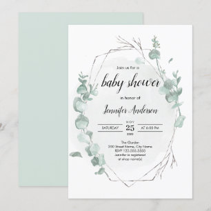 Uitnodiging tot het Baby shower Rustic Eucalyptus